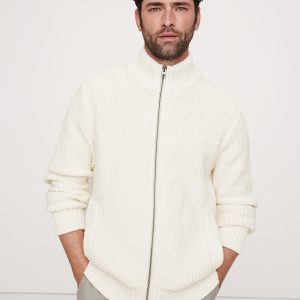 Cotton-Blend Sweater Bomber