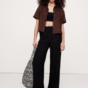 Boxy Linen Short-Sleeve Shirt