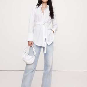 Cotton Poplin Belted Tunic Shirt