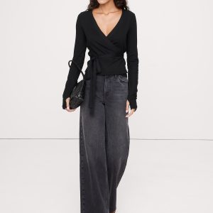 Ribbed Wrap Top